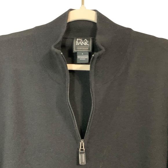 Jos A. Bank Traveler black 1/4 zip merino wool mock turtleneck sweater. Size L - Picture 4 of 10